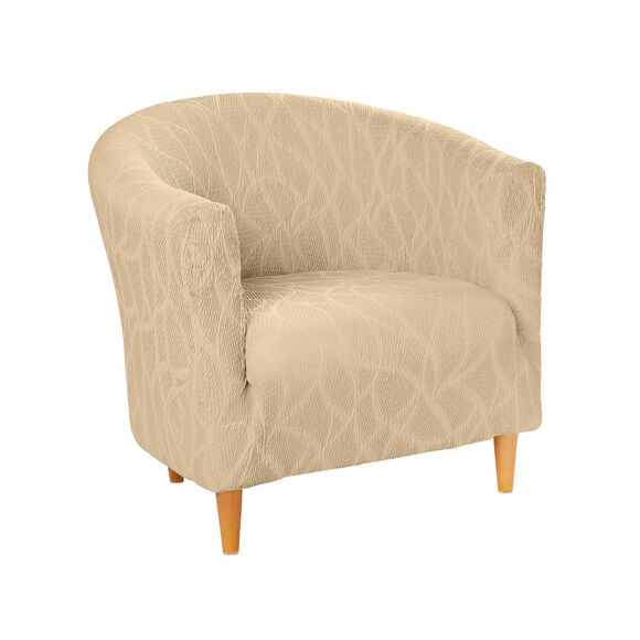 Housse extensible motif jacquard "serpentins" spéciale fauteuil cabriolet (beige) Housse extensible motif jacquard "serpentins" spéciale fauteuil cabriolet (beige)